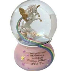 Bradford Exchange Handcrafted Musical Unicorn Glitter Globe for Granddaughter